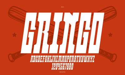 Massive serif italic font in American style, wild west saloon and western vector typography for logo creation, bold typeface in vintage America style, display font for posters and headlines.