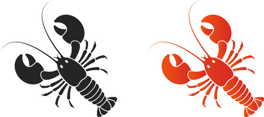 Red lobster, crawfish, crayfish clipart icon vector illustration