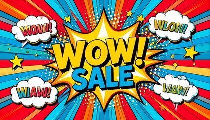 Retro comic book-inspired background with explosive shapes, speech bubbles, and bold text