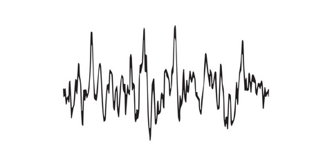 Black line graph showing fluctuating data on a white background, resembling a sound wave or heart rate monitor.
