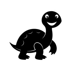 Fototapeta premium Happy turtle full black silhouette smiling marine animal vector illustration
