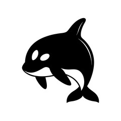 Naklejka premium Orca head full black silhouette black and white sea mammal vector illustration