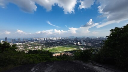 Aerial view of Georgetown, Penang from a perch of a nearby hill