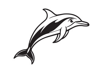 Fototapeta premium Dolphin Silhouette, Dolphin Vector, Dolphin Icon Illustration
