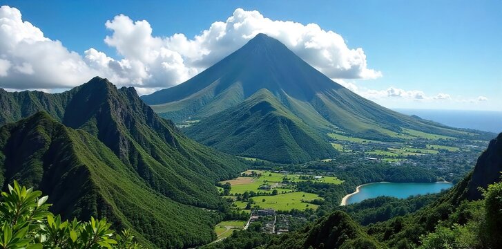Majestic Mount Orohena Tahitis Highest Peak Dominates a Breathtaking Landscape of Lush Valleys and Dramatic Cliffs