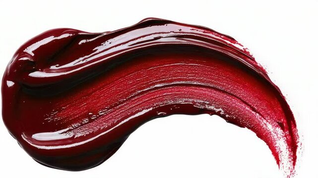 Red lip gloss with swirled effect on hand
