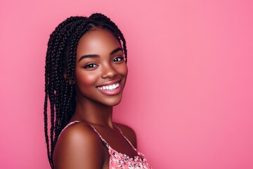 Smiling Black Woman with Braided Hair