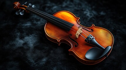 Fototapeta premium Violin on dark textured surface
