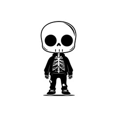 Chibi Skeleton Vector Silhouette