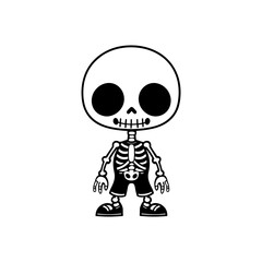 Chibi Skeleton Vector Silhouette