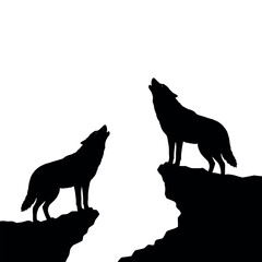 wolf black silhouettes vector