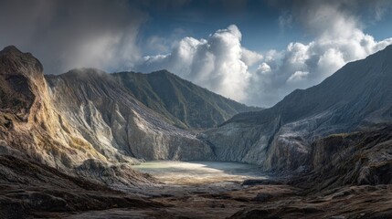 The Majestic Beauty of Kawah Ijen Volcano Crater Lake in East Java, Indonesia