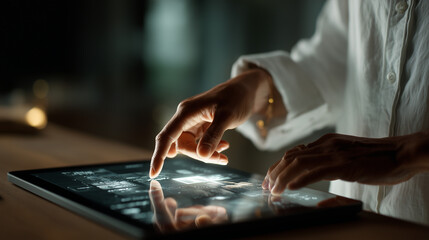 Mood board scroll  with tablet glow and editable side space.