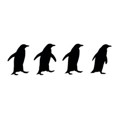 silhouettes of penguins on a white background