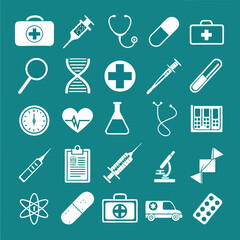 Medical icons set healthcare symbols and tools vector illustration