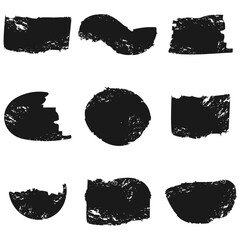 Abstract Shapes, Scribbles Boxes, Grunge, Scratch Texture, Different Frames, Doodle, Pencil, Marker, Charcoal, Crayon Texture, Paint Texture, Black, Vector
