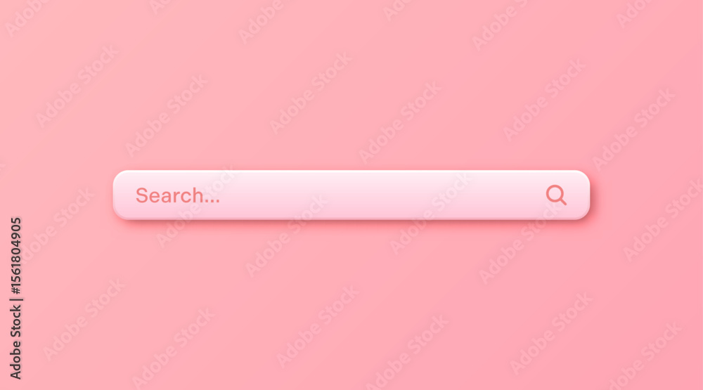 Fototapete colorful 3d search bar template. internet browser engine with search box, address bar and text field