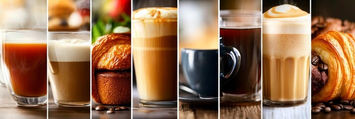 A Beautiful Array of Tempting Coffee Drinks and Freshly Baked Pastries in an Inviting Display
