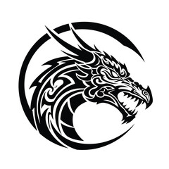black and white tattoo, Dragon, Vector, 