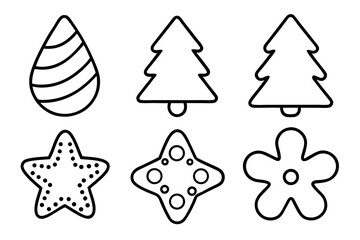 Christmas Cookie Shapes Line Art Set
