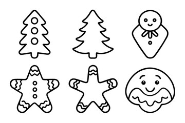 Christmas Cookie Shapes Line Art Set