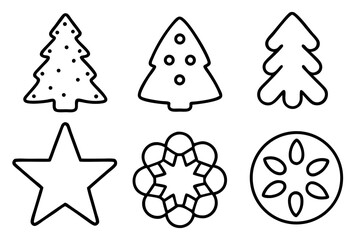 Christmas Cookie Shapes Line Art Set