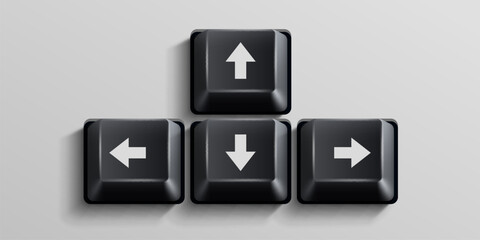 Black computer keys on white background. Arrows. Vector illustration