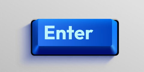 Blue computer enter key on white background. Vector illustration