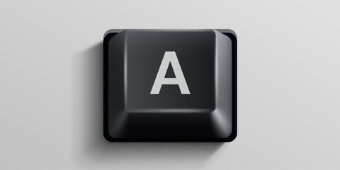 Black computer key on white background. Vector illustration
