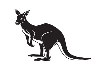 Kangaroo Silhouette, Kangaroo Vector, Kangaroo Icon Illustration