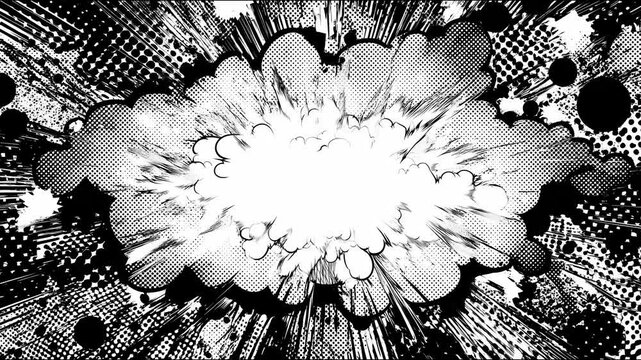  black and white manga style bursting  

