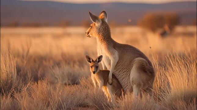 Kangaroo family wildlife australia outback animal nature photography travel destination 100 character