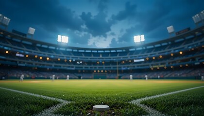 Professional baseball arena with spotlight