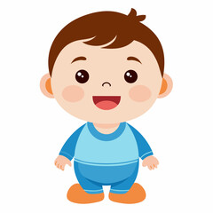 Obraz premium happy baby boy, smiling baby, cheerful baby, baby smile, cute baby boy, infant boy, toddler boy, happy child, baby face, baby portrait, white background, cartoon baby, flat design, baby clipart, baby 