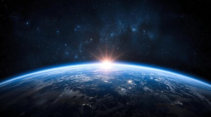 blue sunrise, view of earth from space