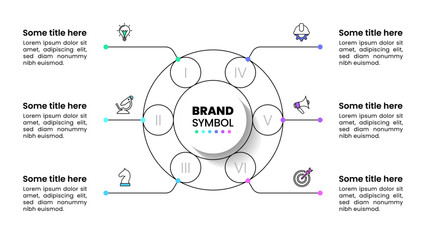 Infographic template. Circle with lines and 6 steps
