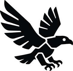 Silhouette eagle soaring predatory bird black shape vector Illustrator