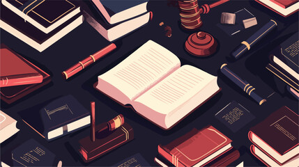 Flat Vector Illustration of Legal Education Books