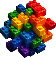 Obraz premium Vibrant stack of glossy colorful plastic building blocks