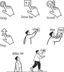 Funny Cartoon Businessman Icon Set in Hand Drawn Style