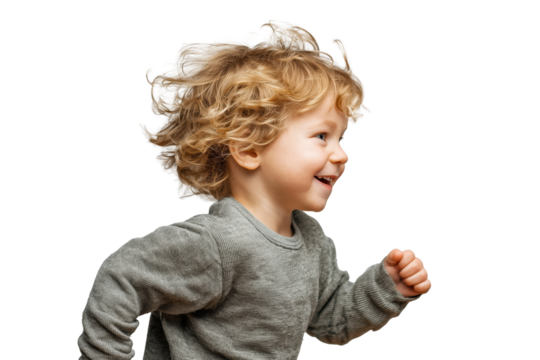 Happy running children in motion PNG with a transparent background

