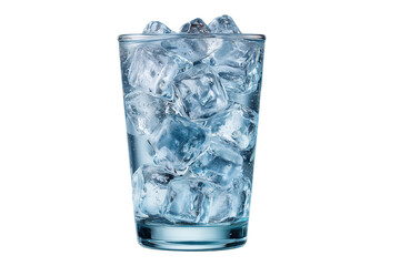 Glasses filled with ice cubes and condensation PNG with a transparent background

