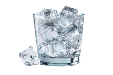 Obraz premium Glasses filled with ice cubes and condensation PNG with a transparent background