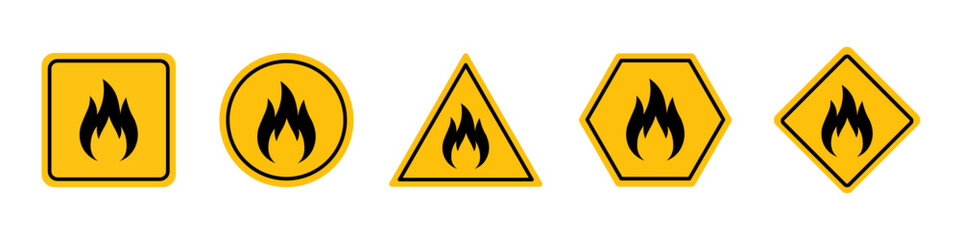 Fire Warning Icon. Flame Warning Icon, Vector Illustration