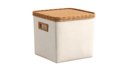 A elegant soft storage bin, white background --ar 16:9