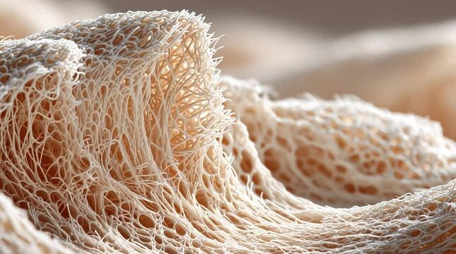 Macro texture of artificial skin surface with intricate porous structure. Concept of biomaterials, synthetic tissue, and medical technology innovation