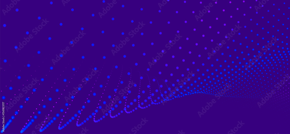 Wall mural abstract background with dynamic color wave. futuristic dotted wave of bright particles. colorful ba