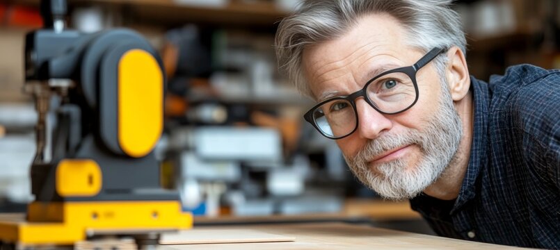 Artisan Skillfully Monitoring a Robotic Milling Machine in a Modern Manufacturing Environment