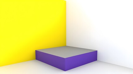 Obraz premium Abstract Purple Grey Yellow Cube Minimalist Product Display Platform Corner