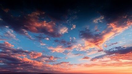 Fototapeta premium Stunning Sunset Sky with Fiery Clouds and Vibrant Colors, Nature s Beautiful Display at Dusk